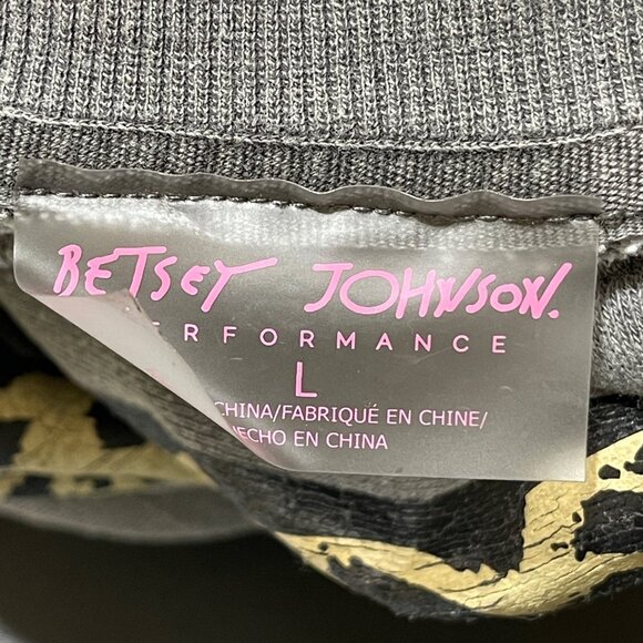Betsey Johnson Leopard Print Graphic Sweatshirt Size L Large Grey Cropped - Picture 6 of 8